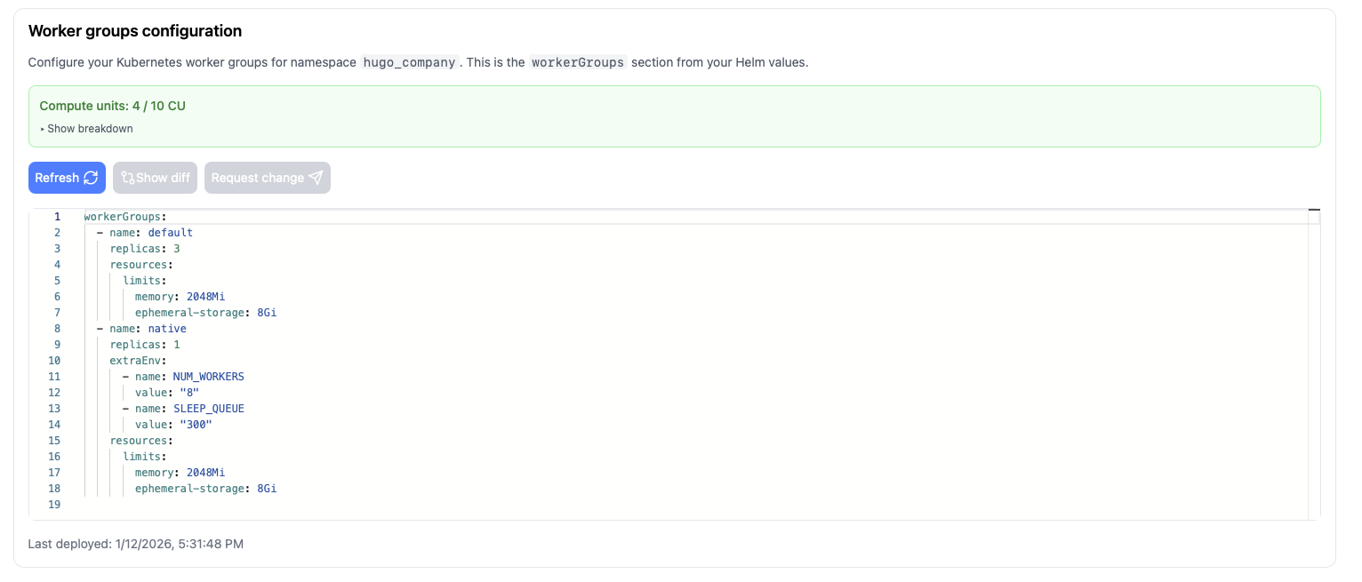 Worker groups configuration Worker groups configuration